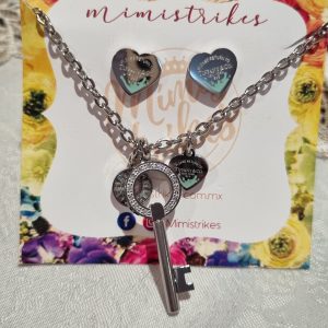 Juego de cadena y aretes para dama