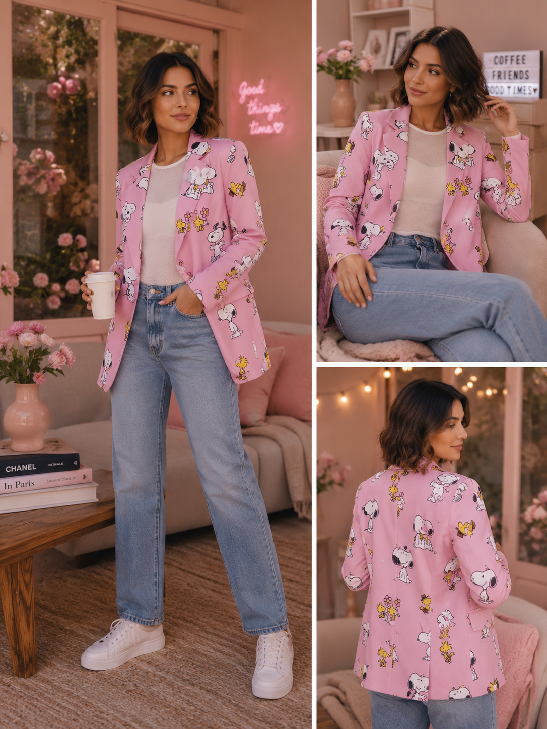 Blazer - Saco Snoopys rosa XGde