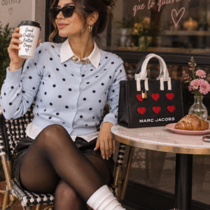 Cardigan polka dot azul cielo